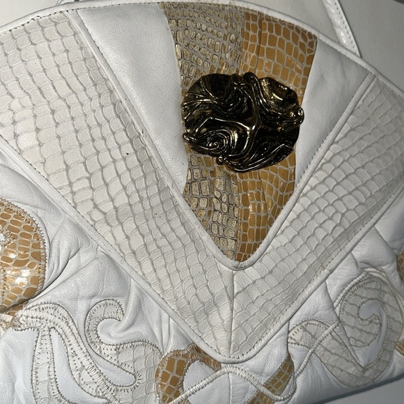 VINTAGE VIVA OF CALIFORNIA LAMBSKIN SNAKESKIN BAG - Picture 2 of 10